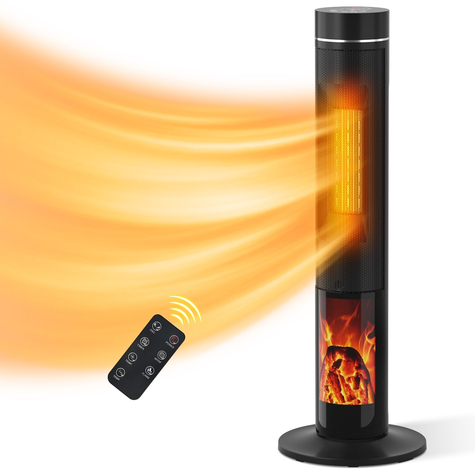 EdenDirect Ceramic Tower Indoor Electric Space Heater — 1500W, Thermostat, Remote, Model# NTE1606F